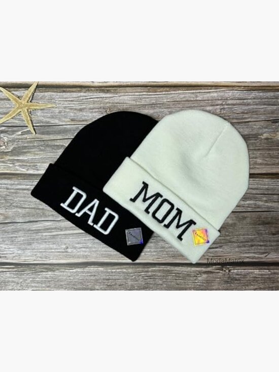 Matching Dad Mom Beanie Set Couple Hats Knit Cuffed Unisex Winter main image 7
